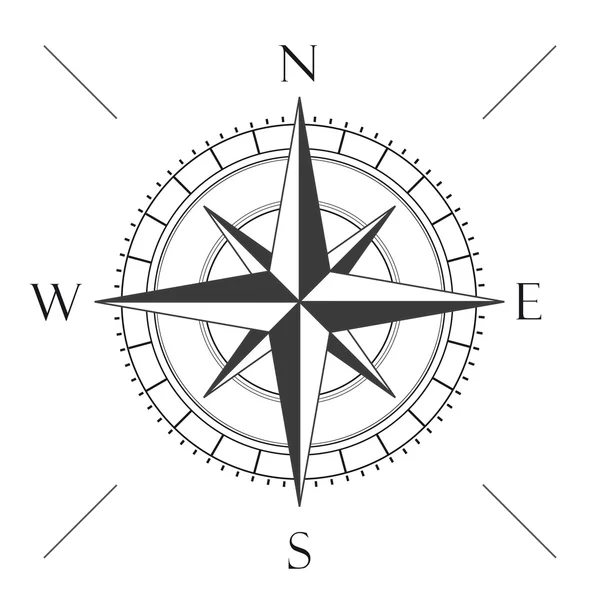 Schwarz-weißer Kompass — Stockvektor