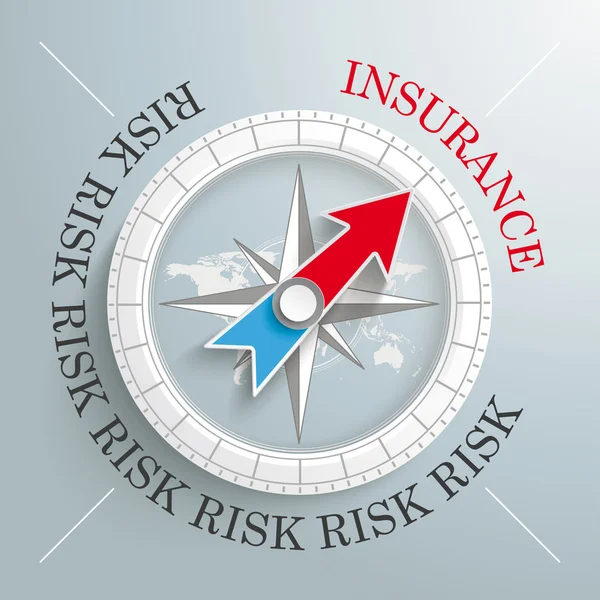 Compass Silver Background Risk Insurance — Stock Vector