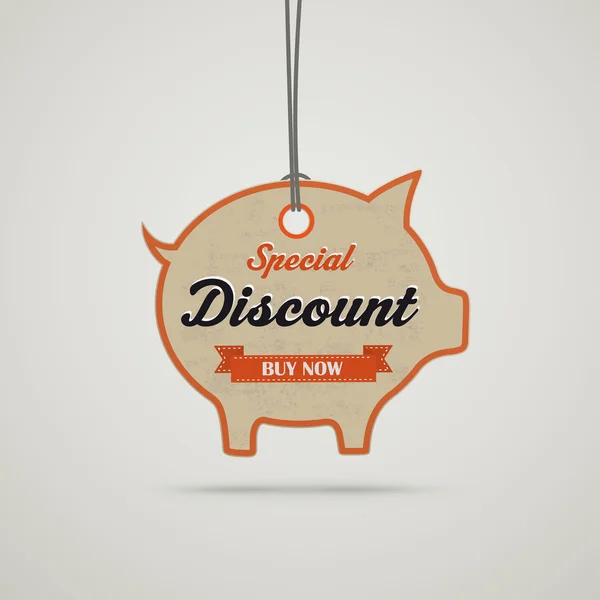 Vintage Piggy Bank preço etiqueta —  Vetores de Stock