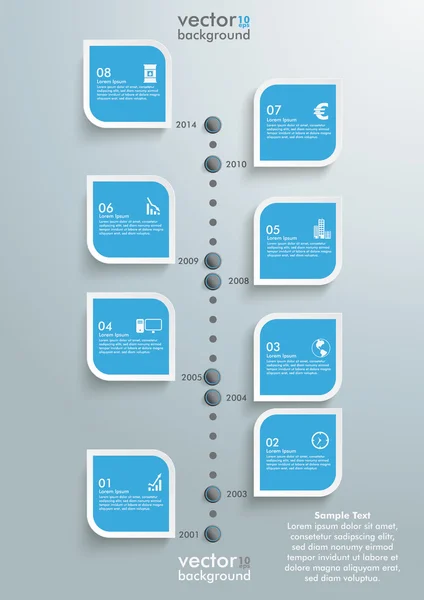 Linha do tempo de retângulos redondos — Vetor de Stock