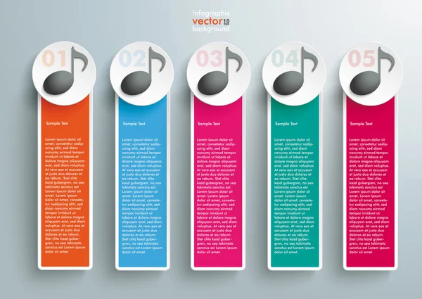 Bannières colorées avec notes de musique — Image vectorielle