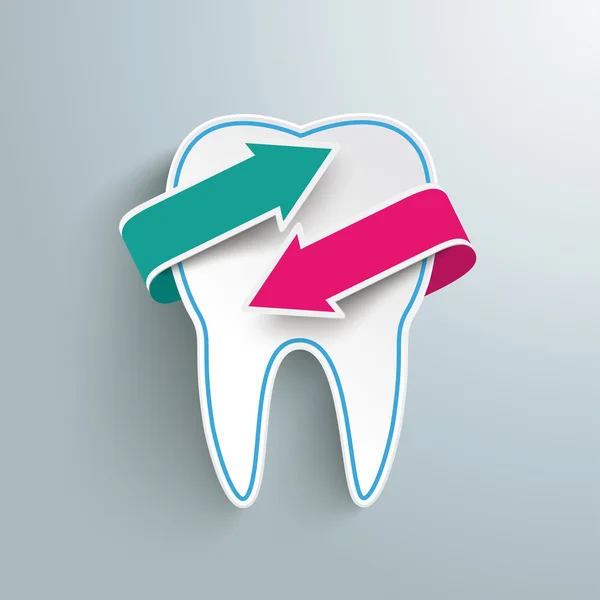 Tooth met kleur pijlen — Stockvector