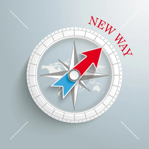 Белый компас с красной стрелкой — стоковый вектор