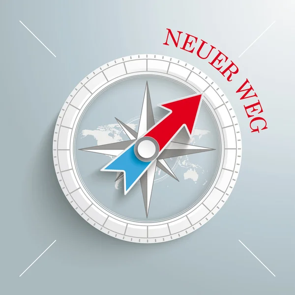 Witte kompas met rode pijl — Stockvector