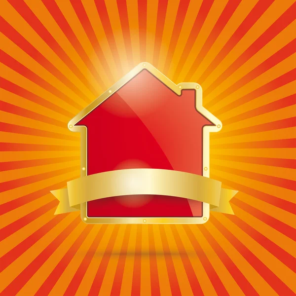 Casa con Bandiera d'Oro — Vettoriale Stock