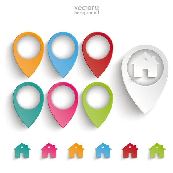 Ubicación Marcadores Casas Set — Vector de stock