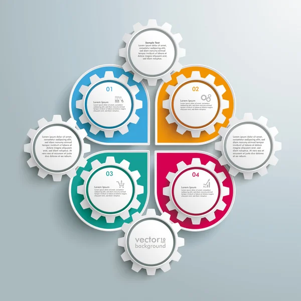 Infographie Résumé Gouttes Flower 8 Gears — Image vectorielle