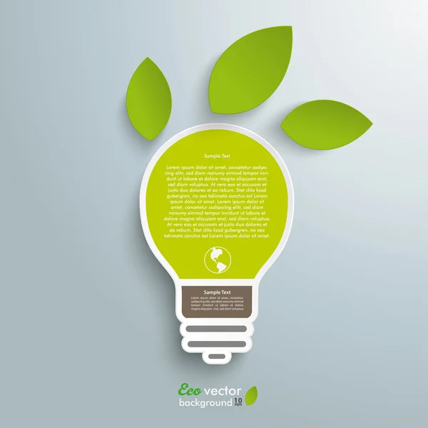 Bulb 2 Leaves Green Energy — Stock Vector