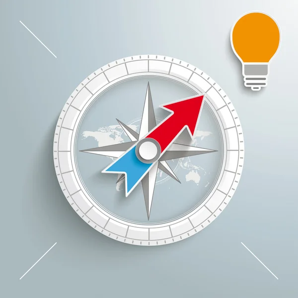 Weißer Kompass mit Glühbirne — Stockvektor