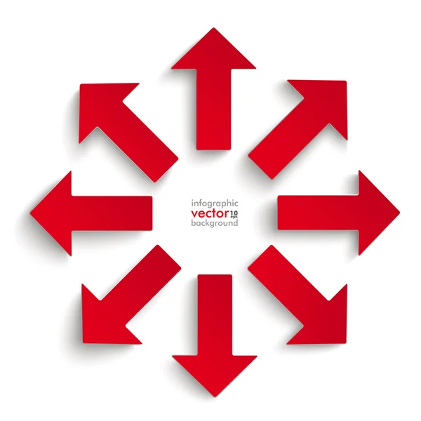 Flèches rouges Toutes les directions — Image vectorielle
