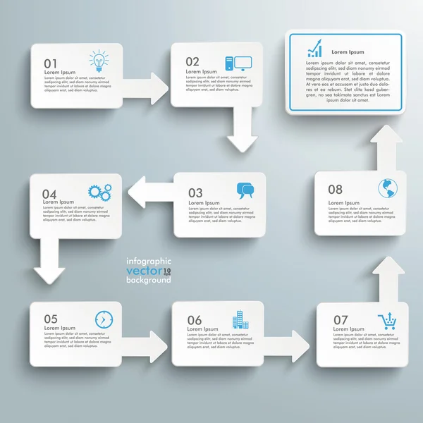 Rechteck-Flussdiagramm 8 Optionen — Stockvektor