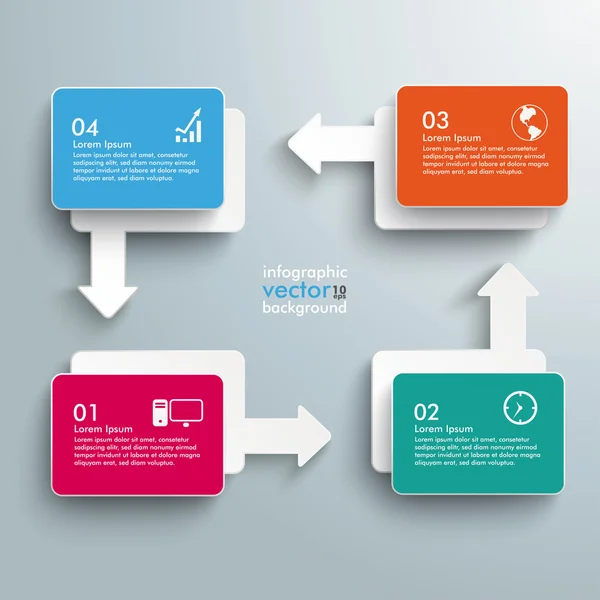 Colorido Retângulos Setas Ciclo 4 Opções — Vetor de Stock