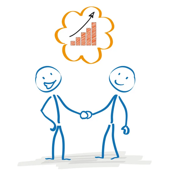 Stickman handslag framgångsrika diagram — Stock vektor