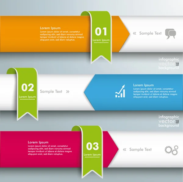 Infográfico 3 Linhas Setas Bandeiras Verdes — Vetor de Stock