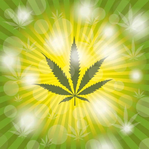 Cannabis Green Retro Rays — Stock Vector