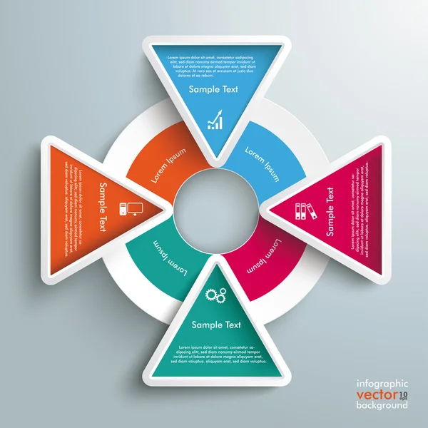 Infographie colorée Big Circle 4 Triangles — Image vectorielle