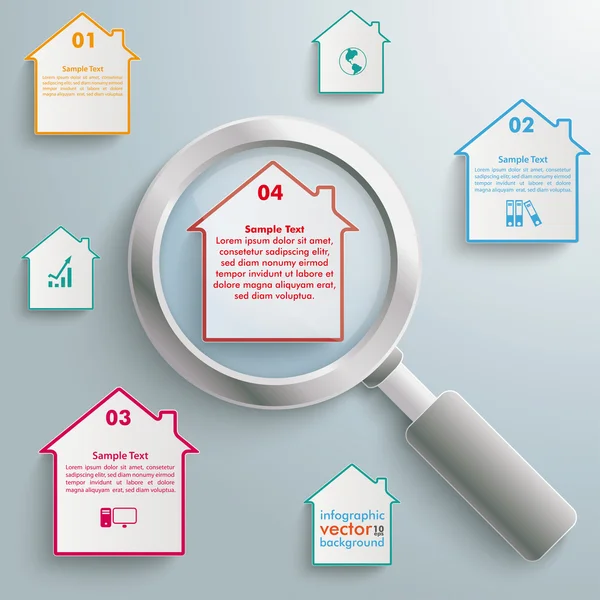 Loupe Maisons Infographie — Image vectorielle