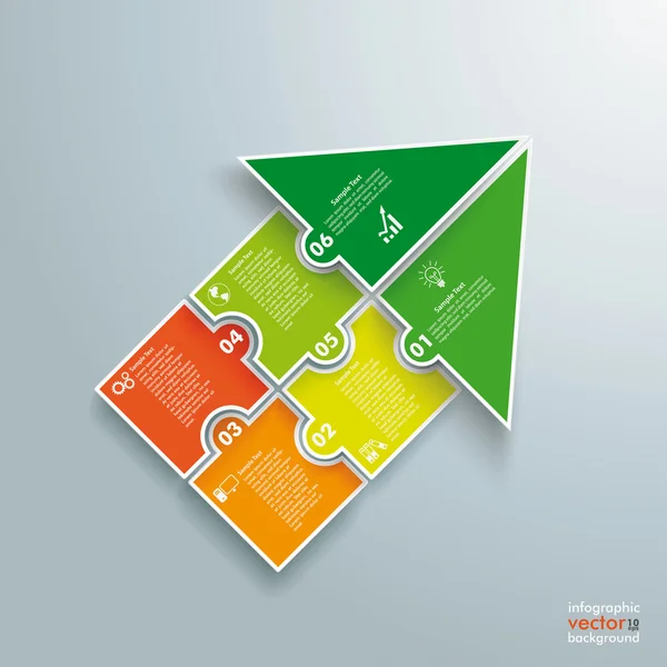 Puzzle flèche réussie colorée — Image vectorielle