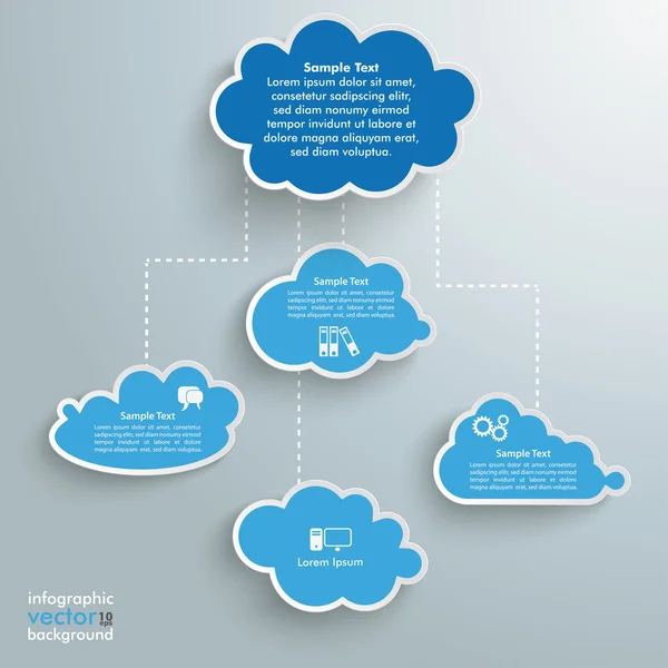 Nubes azules computación infografía — Vector de stock