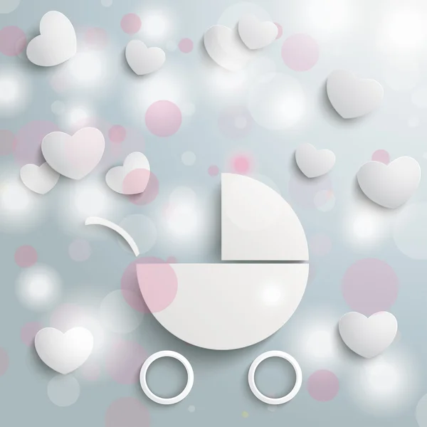 Bebé Buggy luces corazones — Vector de stock