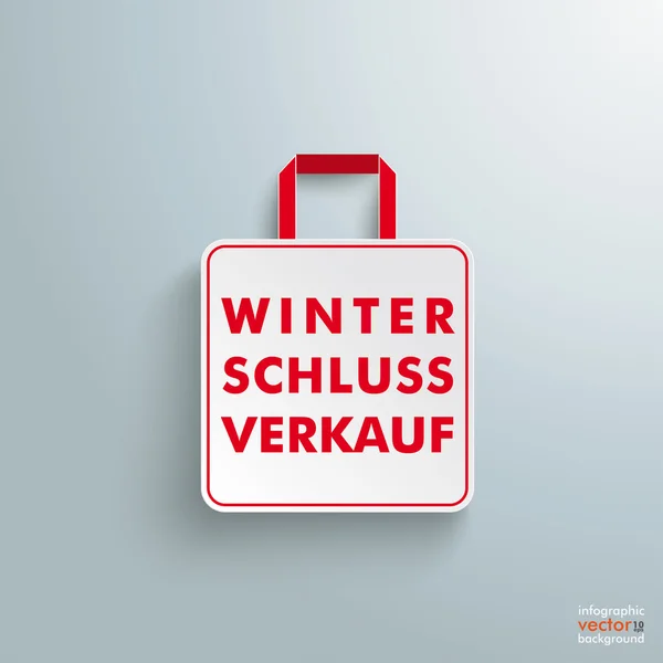 Beyaz Kağıt alışveriş çantası Winterschlussverkauf — Stok Vektör