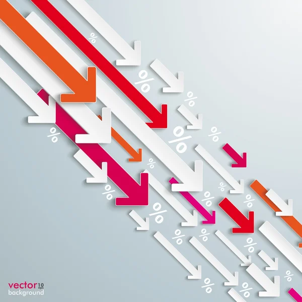 Arrows Down White Pink — Stock Vector