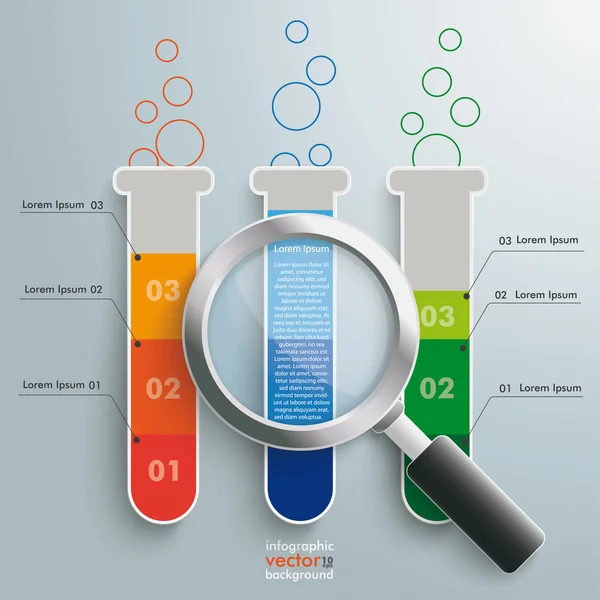 3 tubos de prueba delgados Loupe — Vector de stock