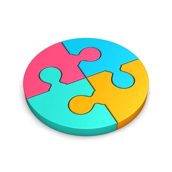 Kolorowy koło puzzle biały — Zdjęcie stockowe
