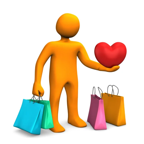 Manikin Shopping Bags Heart — Stock Photo, Image