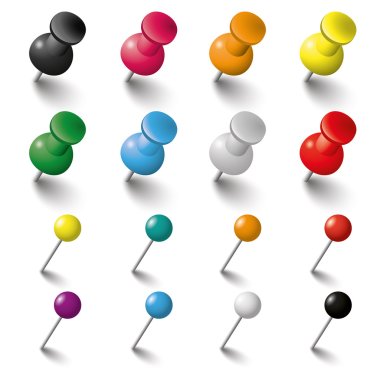 Colored Pins and Tacks Set clipart