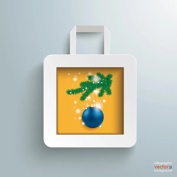 Papel blanco Navidad Bolsa de compras — Vector de stock