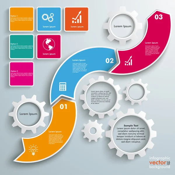 Hullám fogaskerekek Infographic 3 lehetőségek — Stock Vector