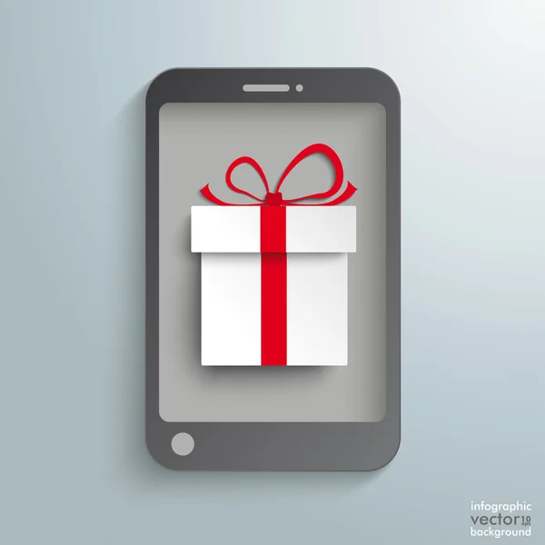 Smartphone wit Gift — Stockvector