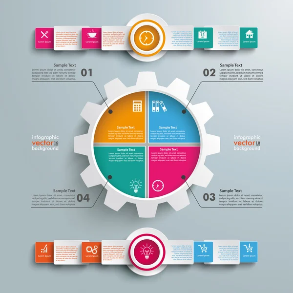 Ingranaggio 4 Opzioni Infografica 2 Circle Banners — Vettoriale Stock