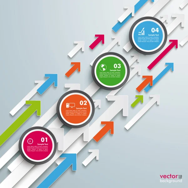 Gekleurde pijlen met cirkels — Stockvector