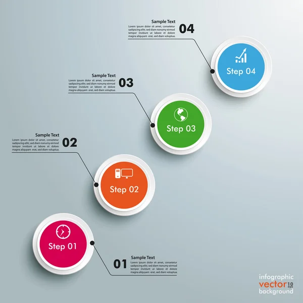 Cirkels grafiek 4 stappen — Stockvector