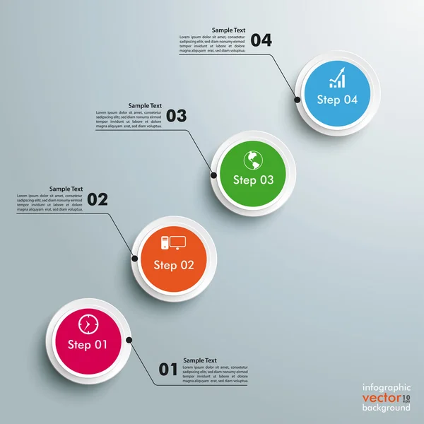 Circles Chart 4 Steps — Stock Vector