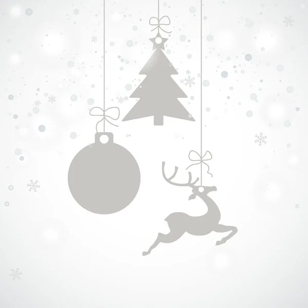Grey Christmas Card Rentier Tree Snowfall — Stock Vector