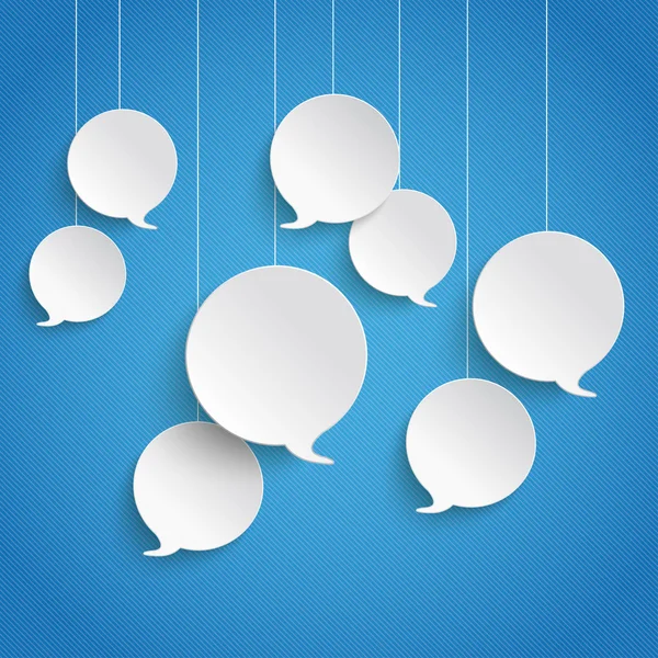 White Speech Bubbles Céu Azul — Vetor de Stock