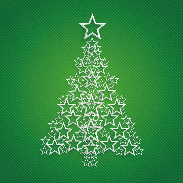 Stars Christmas Tree Green Background — Stock Vector