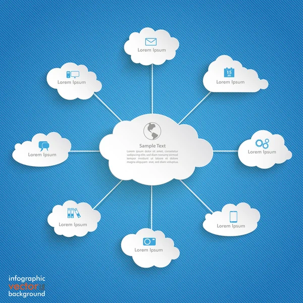 Flow Chart Connected Clouds — Stock Vector