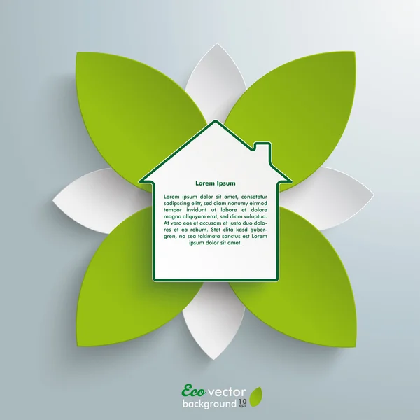 Eco House Fiore Verde — Vettoriale Stock