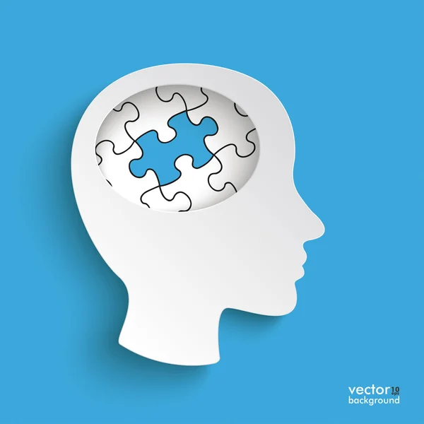 Big hoofd blauwe puzzel — Stockvector