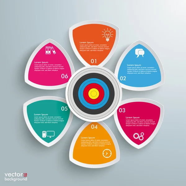 6 ronde driehoeken doel — Stockvector