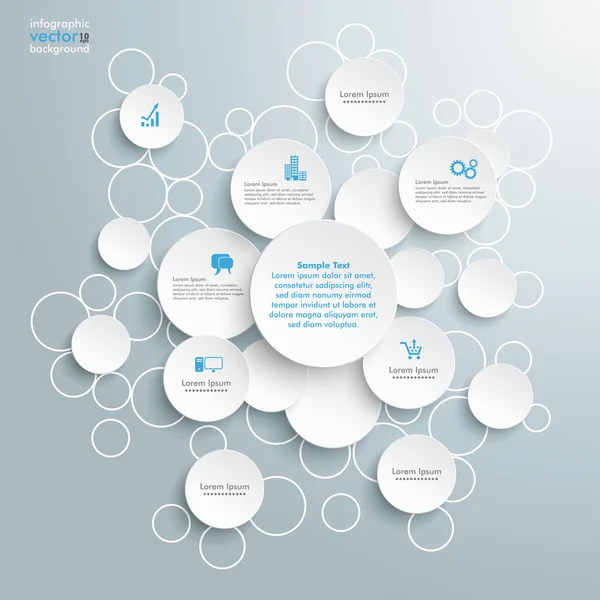 Infográfico branco dos círculos da bolha — Vetor de Stock