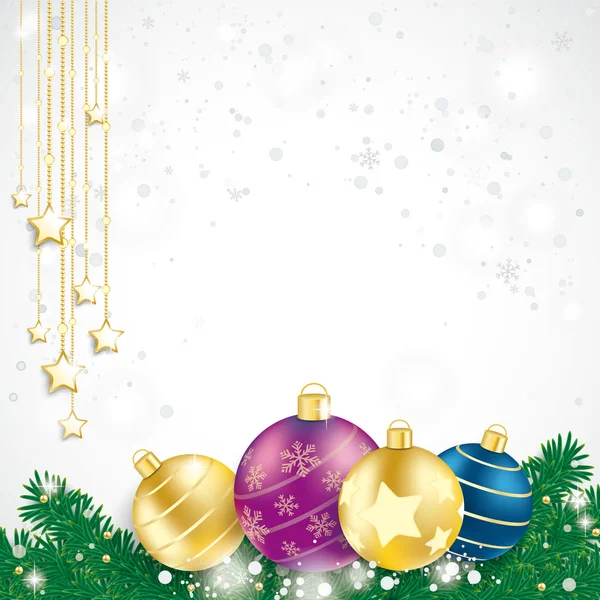 Colored Baubles Fir Branches — Stock Vector