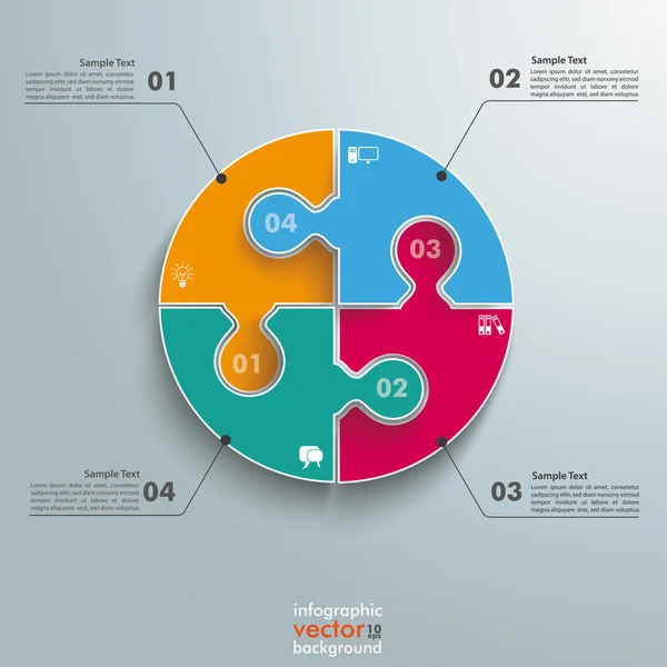 Cercle coloré Puzzle Infographie — Image vectorielle