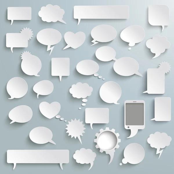 Big Set Papier Kommunikation Blasen — Stockvektor
