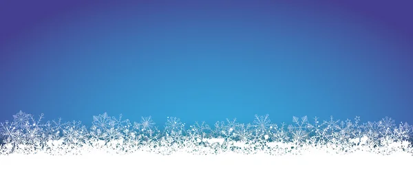 Lange blauwe kerstkaart sneeuwvlokken — Stockvector