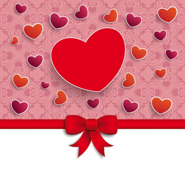 Valentines Day harten rood lint — Stockvector